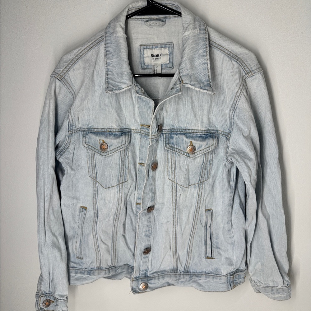 Forever 21 distressed Light Blue Denim Jacket
